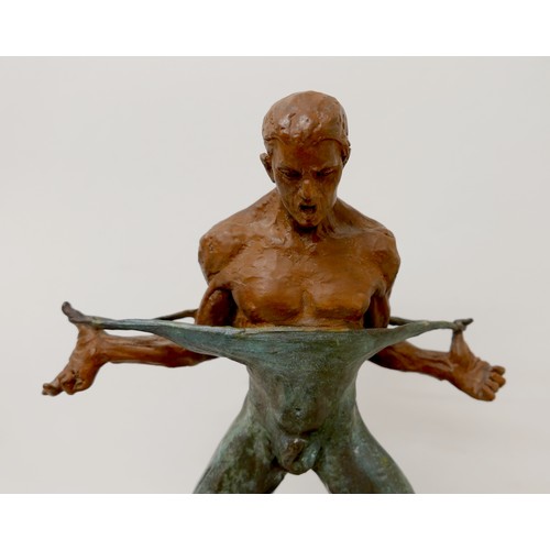 121 - After Richard MacDonald (20th century): Rudolph Nureyev in dance pose, standing with legs apart and ... 