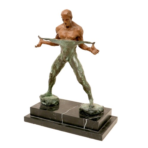 121 - After Richard MacDonald (20th century): Rudolph Nureyev in dance pose, standing with legs apart and ... 