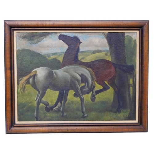 464 - Frederick Charles Herrick (British, 1887-1970): study of two horses oil on board, unsigned but artis... 