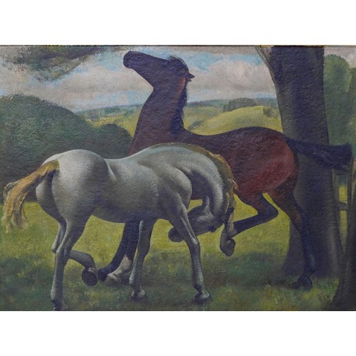 464 - Frederick Charles Herrick (British, 1887-1970): study of two horses oil on board, unsigned but artis... 