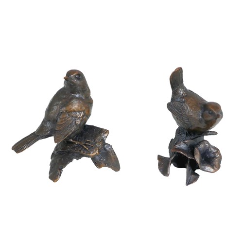 116 - Michael Simpson (British, 20th/21st century): two small bronze wren sculptures, one numbered 125/150... 