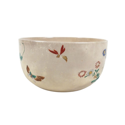 11 - A Japanese Satsuma pottery bowl, Meiji period, decorated inside with goldfish, to the outside with m... 