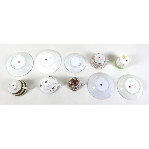 102 - A group of late 18th and 19th century English china tea wares, including a Worcester fluted bowl, de... 