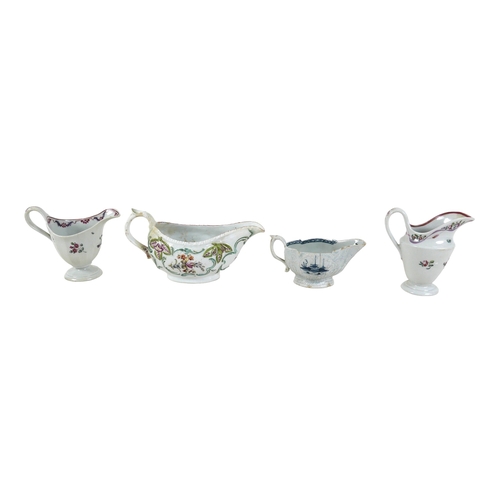 83 - A group of three English china milk jugs, late 18th and 19th century, comprising one, possibly Lowes... 