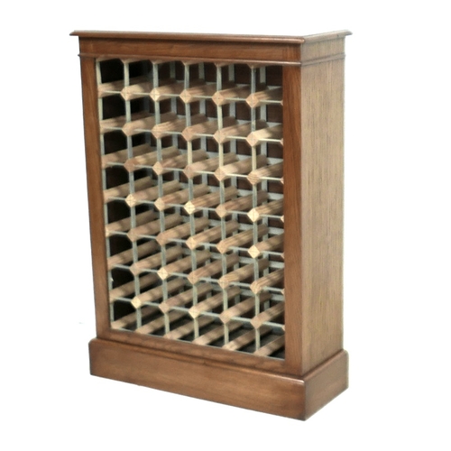 557 - A new oak wine rack, accommodating 48 bottles, plinth base, 71 by 28 by 99cm high. Made by a cabinet... 