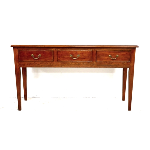 559 - A new oak sideboard server, three frieze drawers with brass swan neck handles, raised on square sect... 