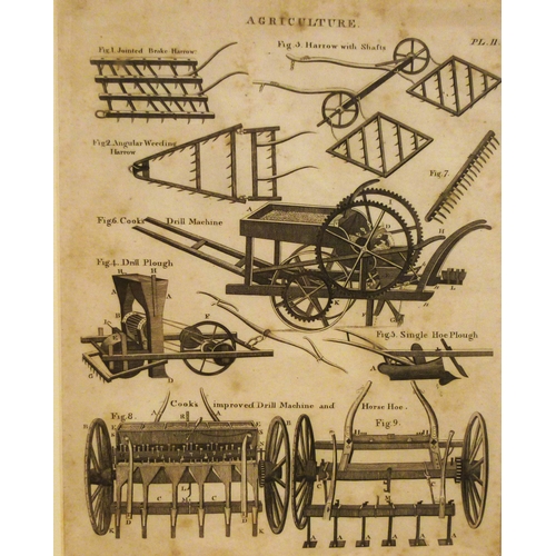 384 - John Slack (British, 19th century): a set of three engraved bookplates, 'Agriculture', implements an... 