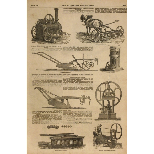 384 - John Slack (British, 19th century): a set of three engraved bookplates, 'Agriculture', implements an... 