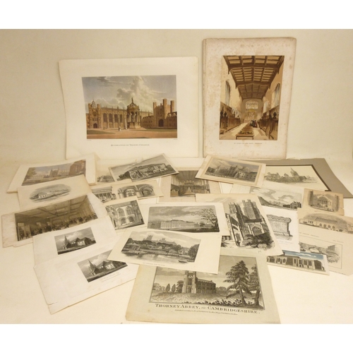 388 - A large collection of 19th century engravings relating to the Cambridge colleges and city, including... 