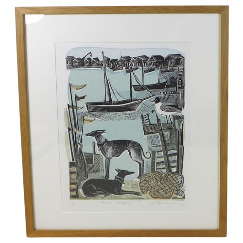 403 - Angela Harding (British, b. 1960): 'Harbour Whippet', limited edition print, number 12/50, framed 53... 