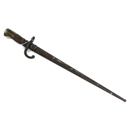 277 - A French model 1874 bayonet with scabbard, blade 51.5cm.