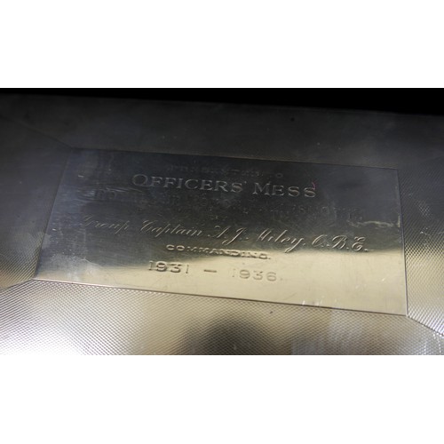 61 - A George V silver cigarette box with RAF presentation inscription, 'Presented to Officers' Mess Roya... 