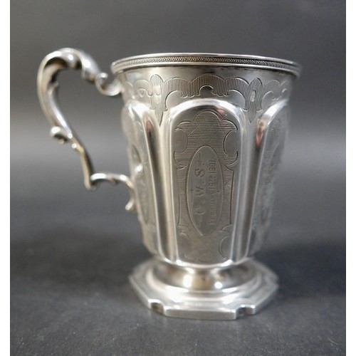 65 - Four pieces of 19th century and later silver, including a Victorian Christening cup, with single han... 