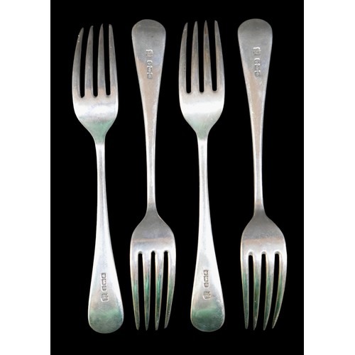 69 - Ten Edwardian and later silver dessert forks, comprising four Edwardian forks with initial 'S' to fi... 