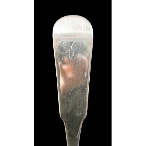 60 - A George III Scottish silver ladle, terminal engraved, Edinburgh 1782, 6.05toz, 35cm long.
