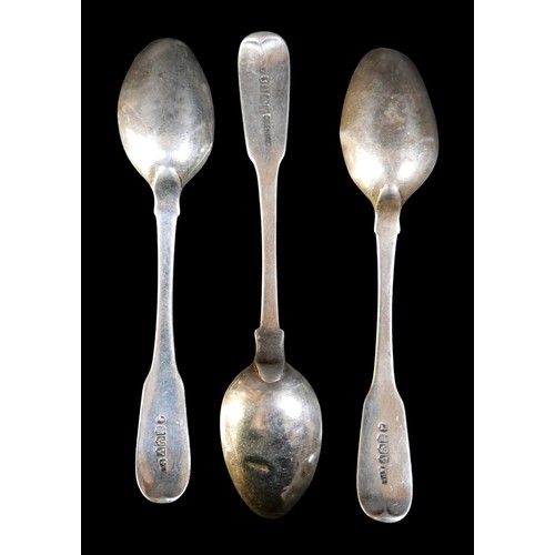 11 - Three Georgian Scottish silver spoons, one AW, Edinburgh 1825, two APL 1827, 1.5toz. (3)