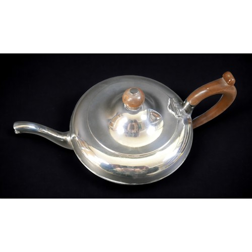 70 - An Edwardian silver teapot, of squat form, with brown bakelite handle and finial, Charles & Richard ... 