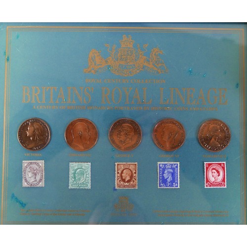 73 - A small collection of coins, including Britain's Royal Lineage, various copper, brass and some cupro... 