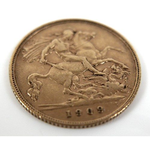 82 - An Edward VII gold half sovereign, 1909.