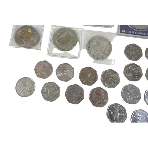 75 - A collection of commemorative coins, including forty seven 50 pence pieces and the United Kingdom Br... 