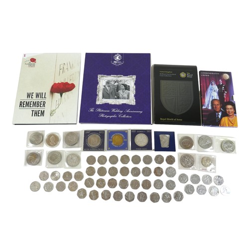 75 - A collection of commemorative coins, including forty seven 50 pence pieces and the United Kingdom Br... 