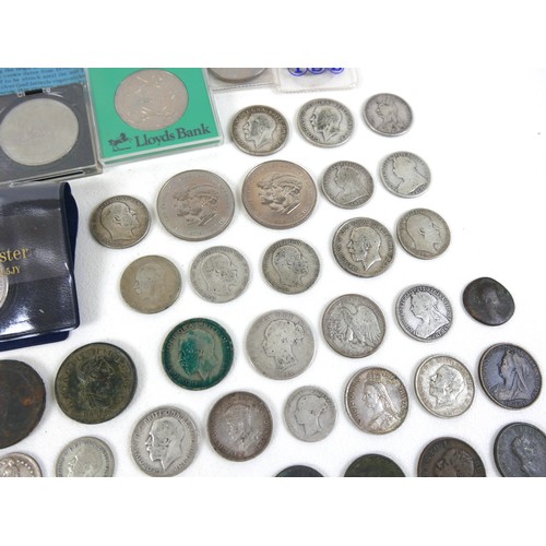 78 - A collection of assorted Georgian and later coinage including silver coins, 194g / 6.24toz. (1 bag)