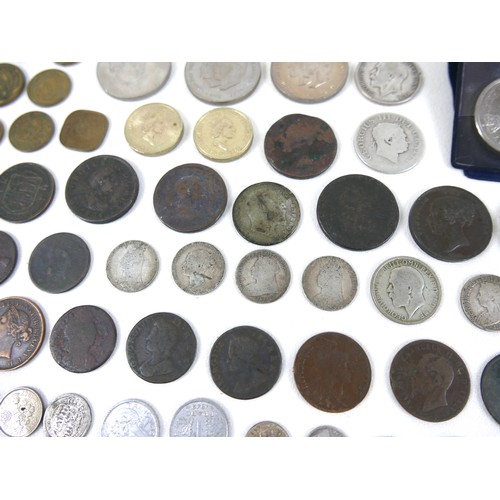 78 - A collection of assorted Georgian and later coinage including silver coins, 194g / 6.24toz. (1 bag)