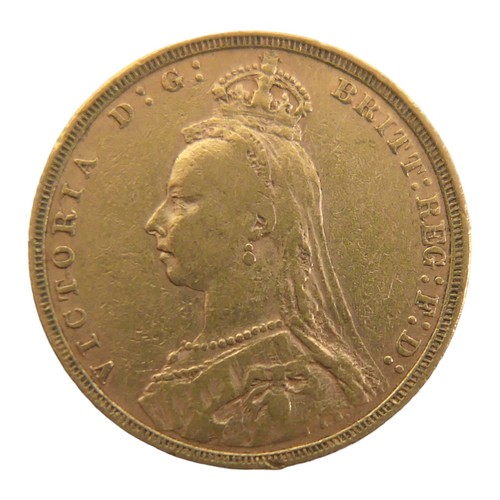 99 - A Victoria Veiled Crowned Old Head gold sovereign, 1890.