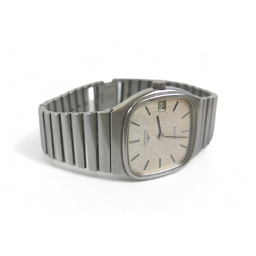 126 - A Longines Quartz stainless steel gentleman's bracelet wristwatch with date, 30mm case numbered 1881... 