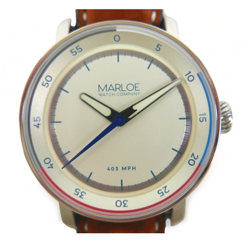 123 - A Marloe Eyre stainless steel cased wristwatch, with '403 MPH World record British Design Donald Cam... 