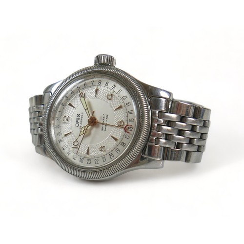 134 - An Oris stainless steel automatic Big Crown Pointer calendar wristwatch, with part Arabic hour marke... 