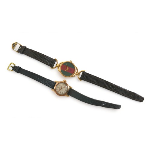 128 - Two ladies wristwatches, comprising a gold cased Vulcan Grand Prix watch, part Arabic dial intersper... 