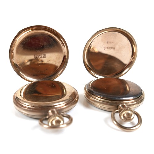 109 - Two gold plated open faced pocket watches, keyless wind. (2)