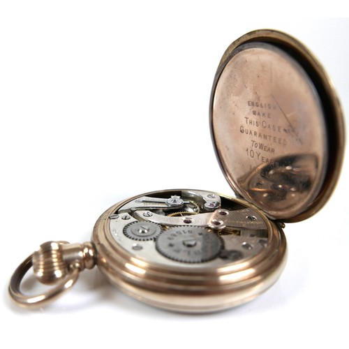 109 - Two gold plated open faced pocket watches, keyless wind. (2)