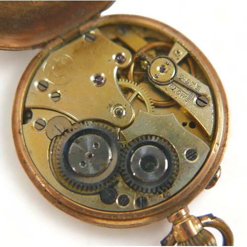 113 - A Continental 14k yellow gold lady's pocket watch, open faced, key wind, 31mm, 22.4g gross, together... 