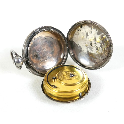 111 - Two 19th century silver cased pocket watches, a full hunter and an open faced watch, both with Roman... 