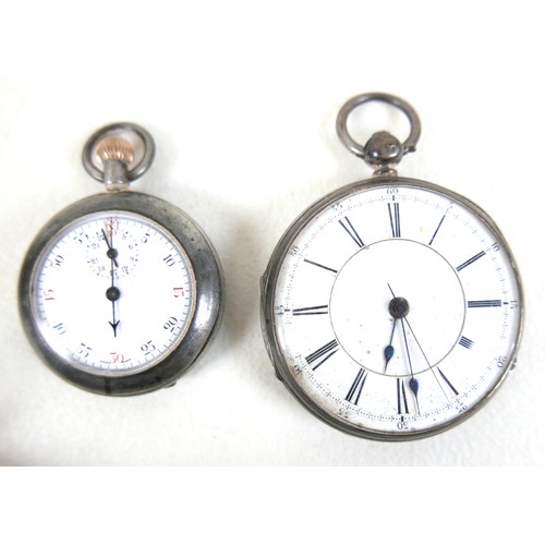 111 - Two 19th century silver cased pocket watches, a full hunter and an open faced watch, both with Roman... 