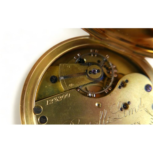 117 - An Edward VII 18ct yellow gold hunter pocket watch, keyless wind, by Russells Limited, 18 Church Str... 