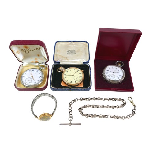 133 - An 18ct gold cased lady's wristwatch, with Arabic dial, 15 jewel Swiss movement, monogram 'MB' to ba... 