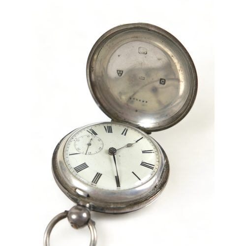 107 - A Victorian silver cased English lever full hunter pocket watch, case 55mm, together with a silver A... 