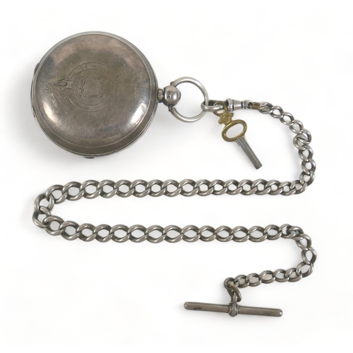 107 - A Victorian silver cased English lever full hunter pocket watch, case 55mm, together with a silver A... 