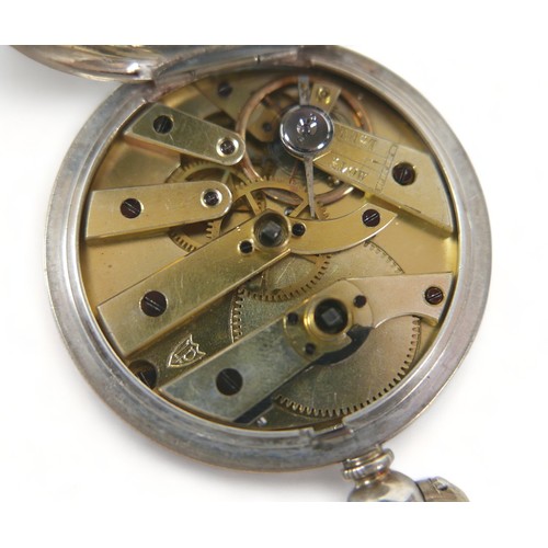 110 - A fine silver key wind pocket watch on a diver watch chain, 38mm case, 29cm chain hallmarked Birming... 