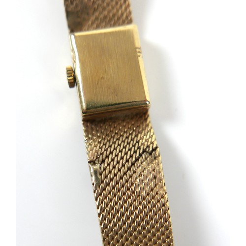 138 - A vintage Gerrards 9ct gold lady's wristwatch, square gold dial, black and gold batons and hands, se... 