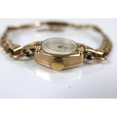 125 - A 9ct gold lady's Roamer 17 Jewels cocktail watch, 9ct gold case and bracelet, part Arabic dial with... 