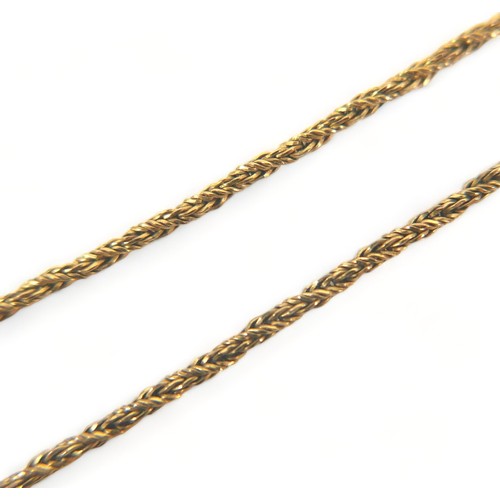 286 - A 9ct tri colour gold necklet 41cm long and a 9ct yellow gold 50cm chain with a gilt metal pearl pen... 