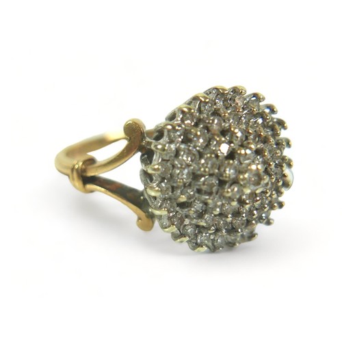 206 - A 9ct yellow gold diamond cluster ring 0.50 ct of diamonds, ring size M, and another 9ct yellow gold... 