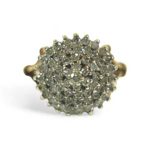 206 - A 9ct yellow gold diamond cluster ring 0.50 ct of diamonds, ring size M, and another 9ct yellow gold... 