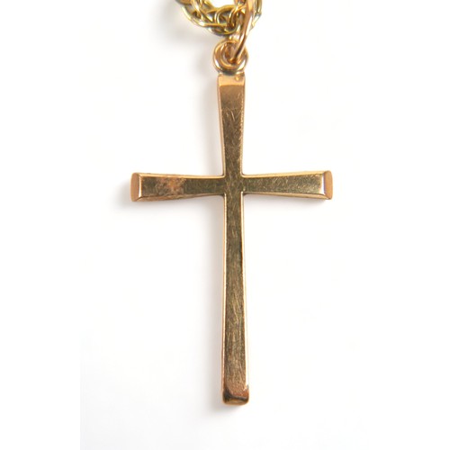 246 - A 9ct yellow gold necklace with 9ct yellow gold crucifix, chain 76cm long, crucifix 1.5cm by 3cm, we... 