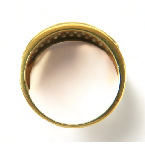 208 - Three 9ct yellow gold rings, 8.2 grams, sizes M and P