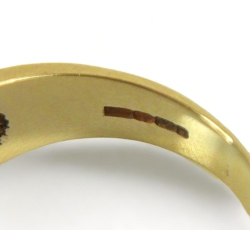 208 - Three 9ct yellow gold rings, 8.2 grams, sizes M and P